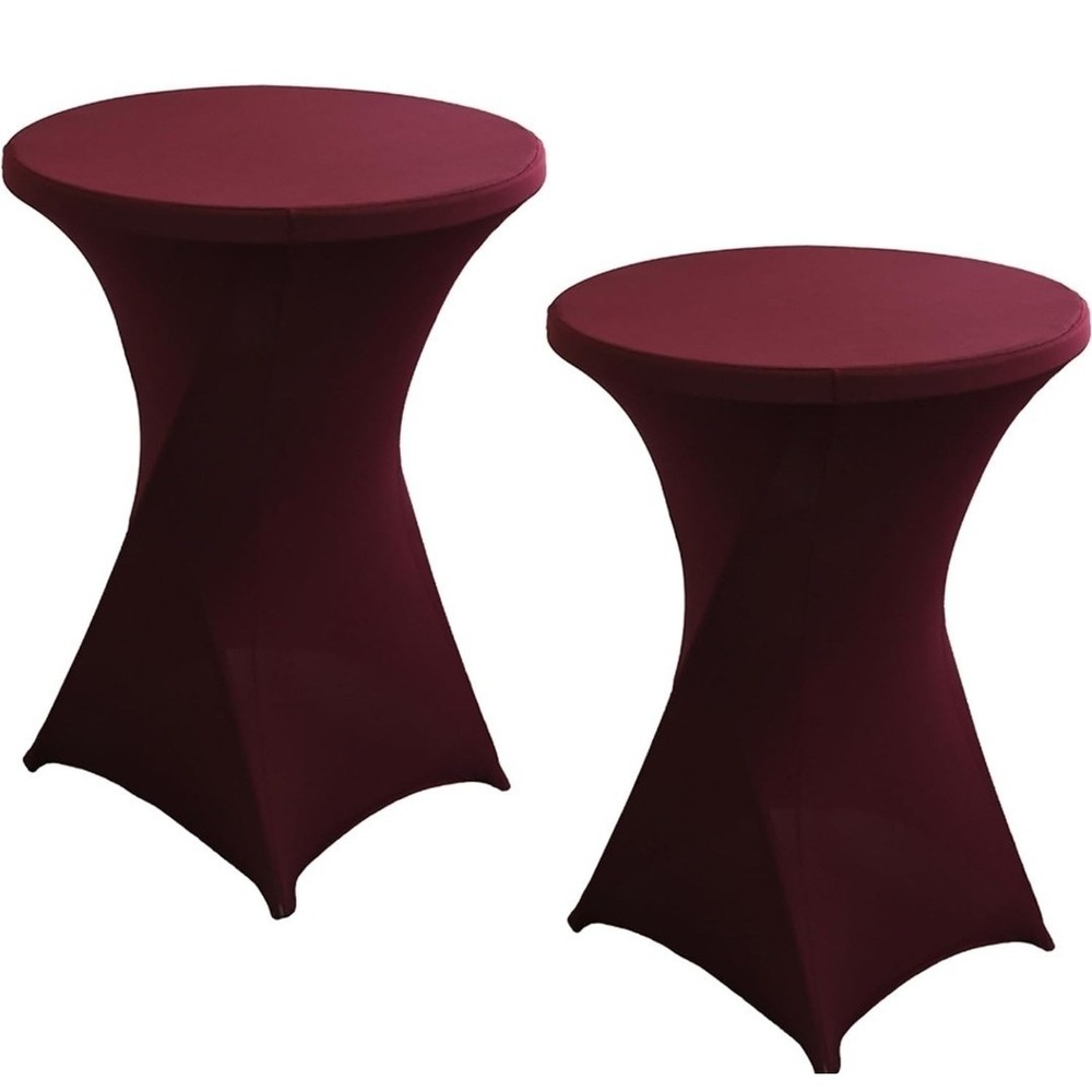 Rakila 2 Pack 43x32 Inch Spandex Round Tablecloth - Burgundy